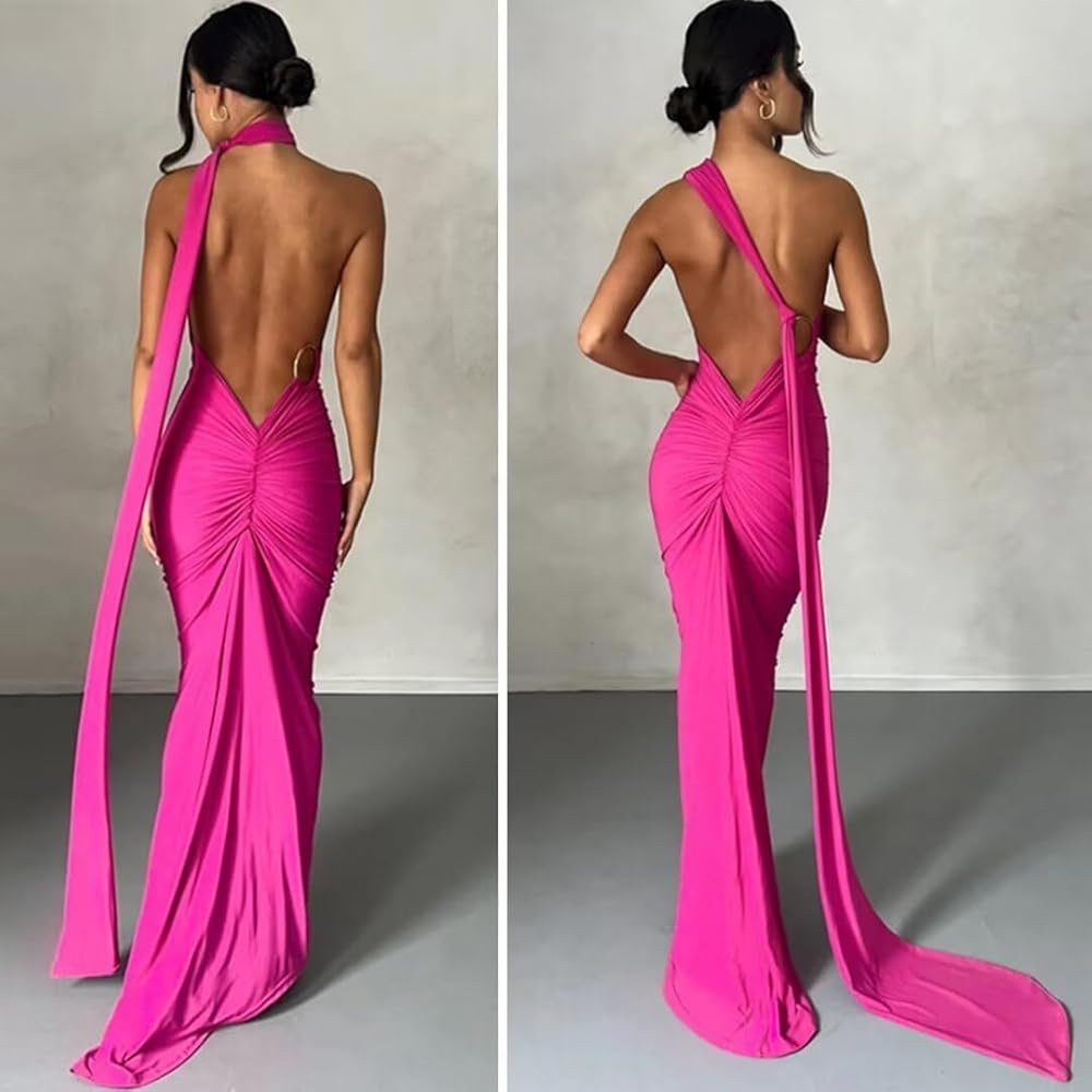 Open Back Dress With Ring Detail